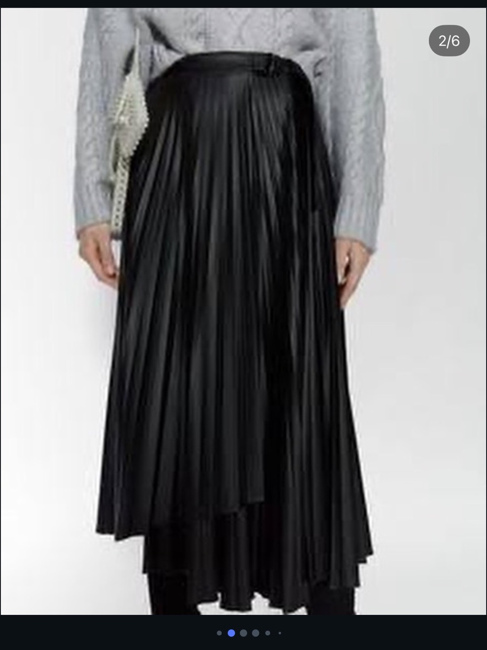 Zara Black Asymmetrical Pleated Midi Skirt